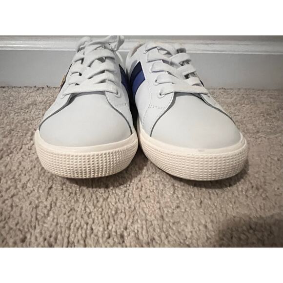 Lauren Ralph Lauren Janson II Leather Comfort Sneakers White/Blue Stripes 8.5 - Picture 8 of 10